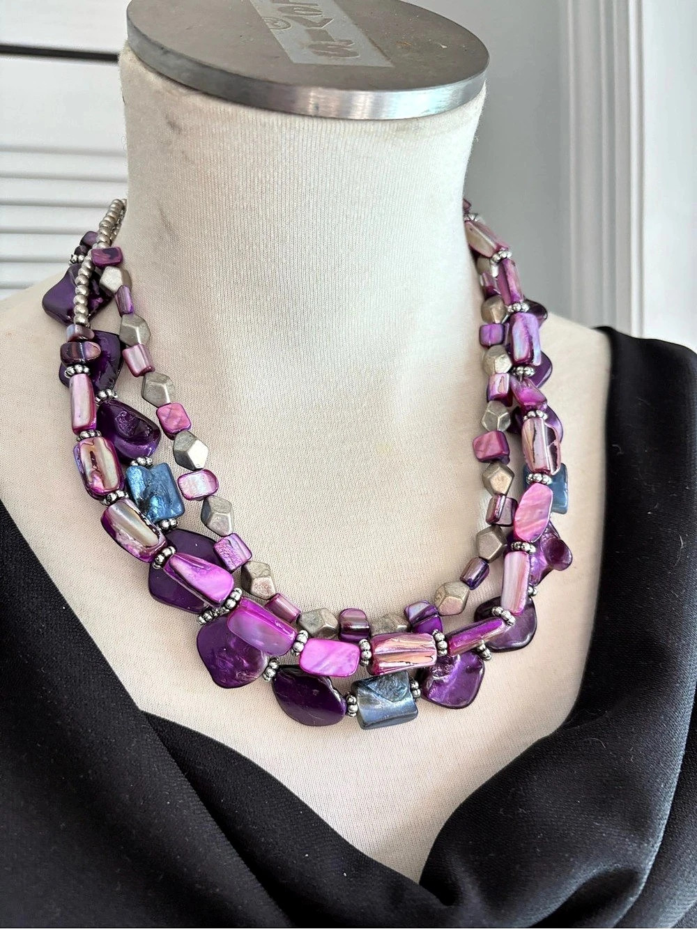 Purple & Pink Statement Necklace Like New